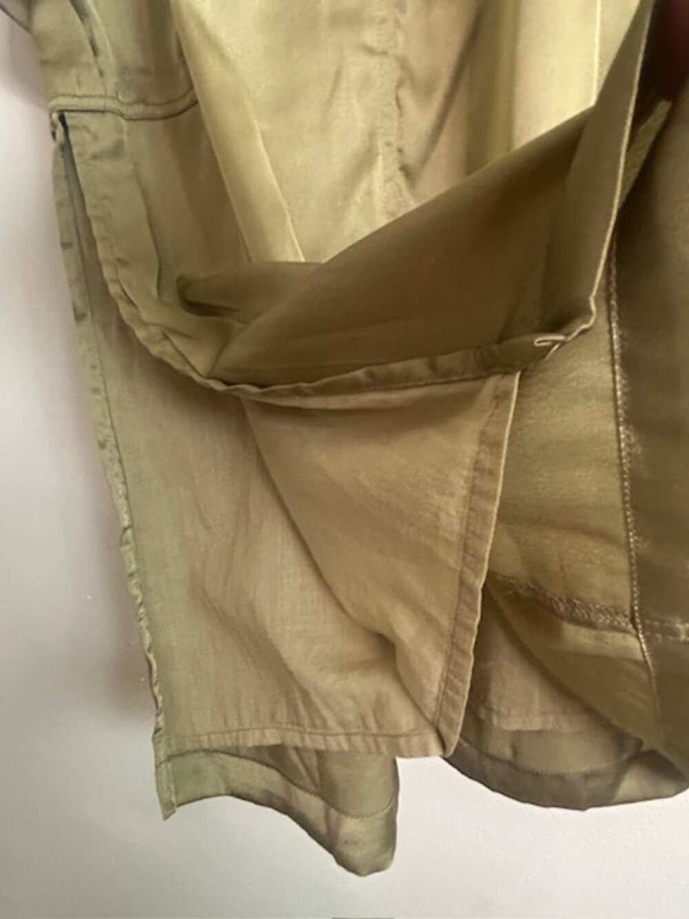 Anthropologie Love The Label Moss Green Utility Strap SatinJumper Midi Dress NWT - Picture 16 of 16